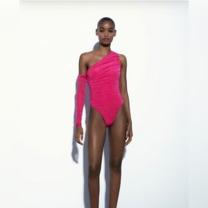 NWT ZARA ASYMMETRIC ORGANZA BODYSUIT